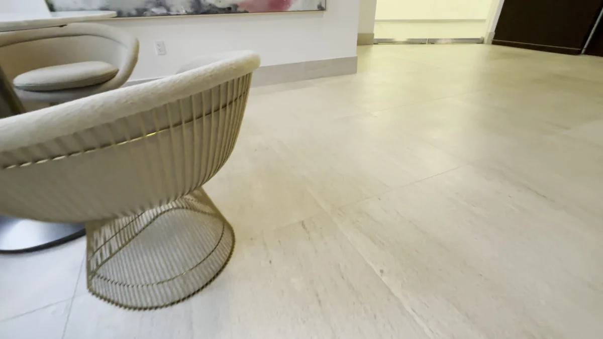 Large-format commercial tile flooring installation at WeWork coworking space in downtown San Diego by Evolution Tile Inc